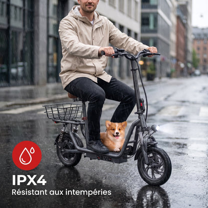 Trottinette Électrique REVO Zenith – 500 W – Autonomie 35 km – Batterie 36V 7,5Ah – Pneus 12" – Avec Siège