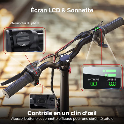 Trottinette Électrique REVO Zenith – 500 W – Autonomie 35 km – Batterie 36V 7,5Ah – Pneus 12" – Avec Siège