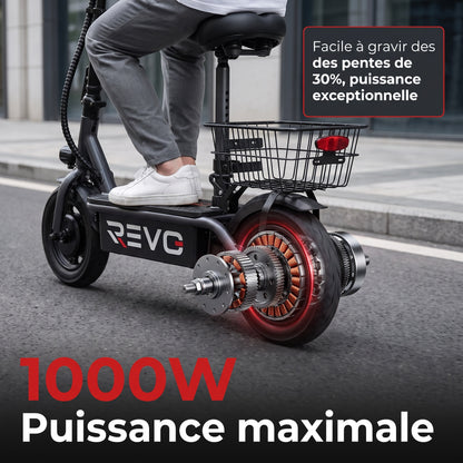Trottinette Électrique REVO Prime – 1000 W – Autonomie 55-60 km – Batterie 48V 13Ah – Siège Confort Intégré
