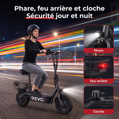 Trottinette Électrique REVO Prime – 1000 W – Autonomie 55-60 km – Batterie 48V 13Ah – Siège Confort Intégré