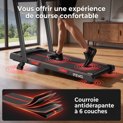 Tapis de Course Pliable REVO Vantage – Moteur 3.0HP – Inclinaison Manuelle 16% – Vitesse 1-10 km/h – Télécommande
