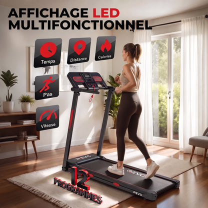 Tapis de Course Pliable REVO Vita – Moteur 3.0HP – Vitesse 1 à 14 km/h – Charge 150 kg – Bluetooth