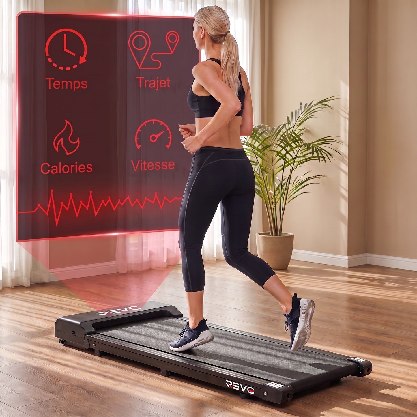 Tapis de Course Pliant REVO Flexo – 10 km/h – 2 Modes (Marche/Course) – Écran LED