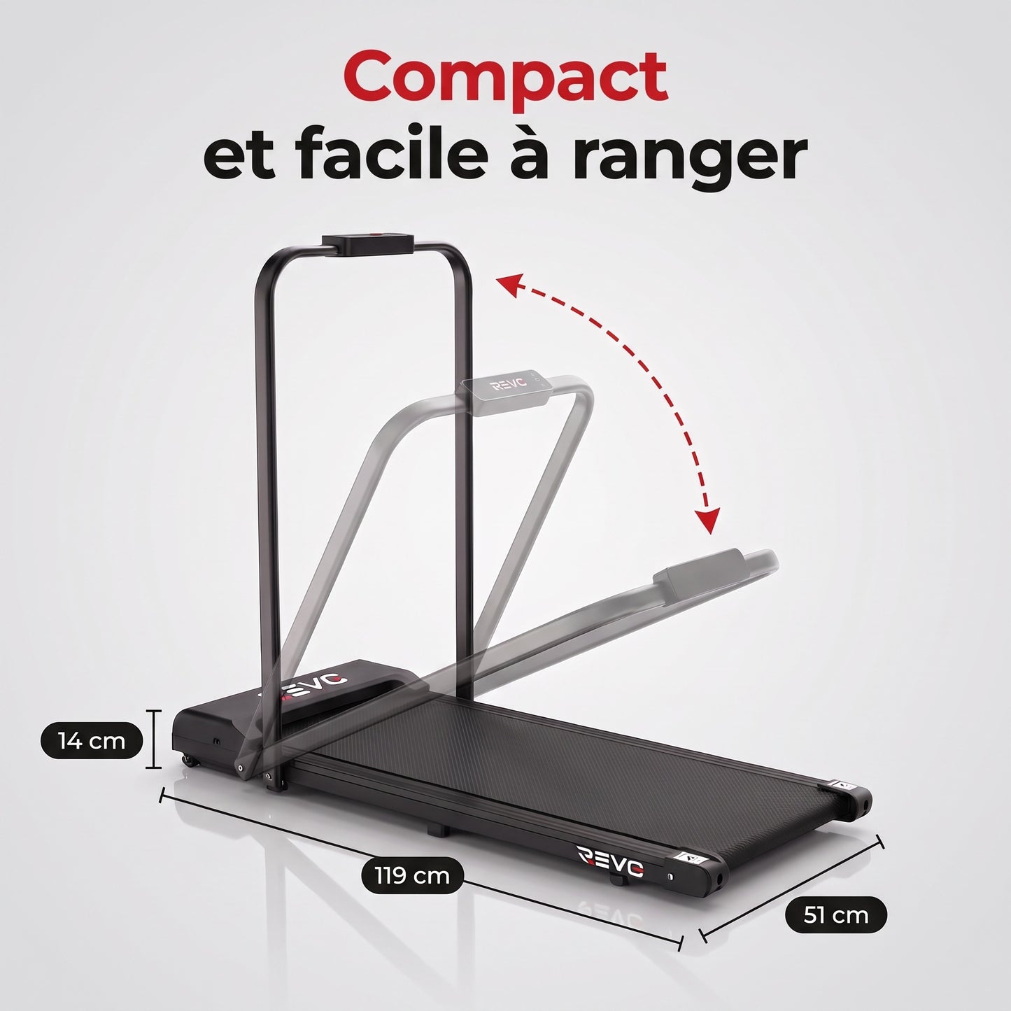 Tapis de Course Pliant REVO Flexo – 10 km/h – 2 Modes (Marche/Course) – Écran LED