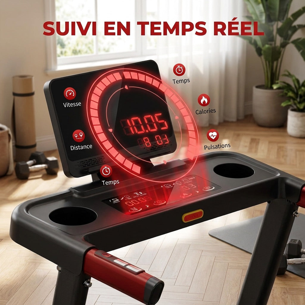 Tapis de Course REVO Elevate 15 – Inclinaison Automatique 15 % – 2,5 CV – 12 km/h – Pliable & Connecté