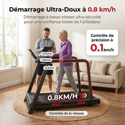 REVO SafeWalk 3 – Tapis de Course Sécurisé 3,0 CV – 0,8 à 8,5 km/h – Mains Courantes & Suivi Cardiaque