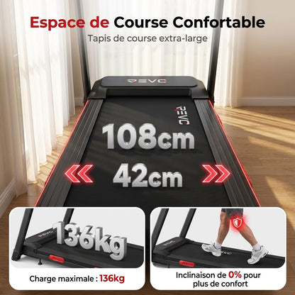 REVO SafeWalk 3 – Tapis de Course Sécurisé 3,0 CV – 0,8 à 8,5 km/h – Mains Courantes & Suivi Cardiaque