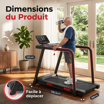 REVO SafeWalk 3 – Tapis de Course Sécurisé 3,0 CV – 0,8 à 8,5 km/h – Mains Courantes & Suivi Cardiaque