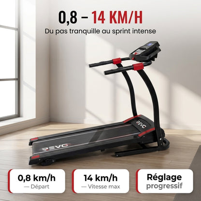 Tapis de Course Pliable REVO Motion 14 – 0,8 à 14 km/h – 12 Programmes – Surface 123 × 40 cm – Charge 120 kg