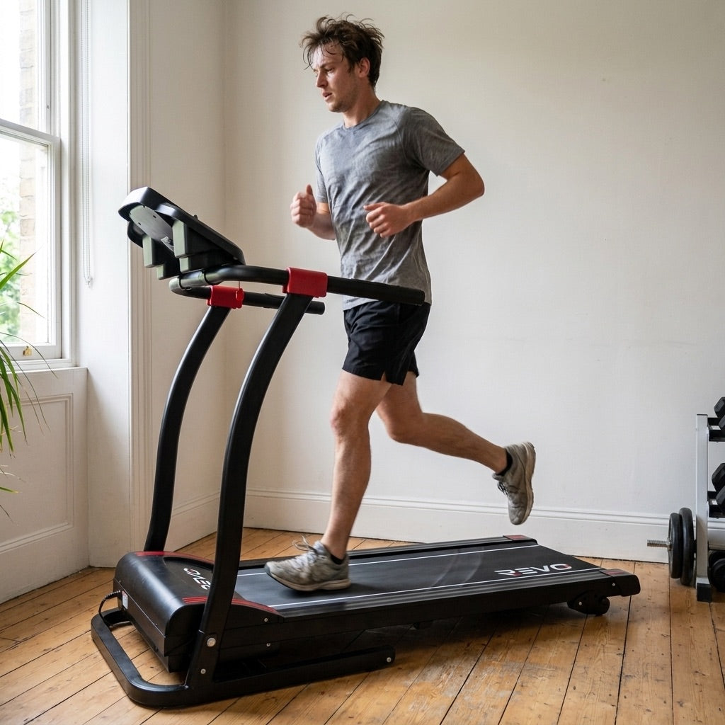 Tapis de Course Pliable REVO Motion 14 – 0,8 à 14 km/h – 12 Programmes – Surface 123 × 40 cm – Charge 120 kg