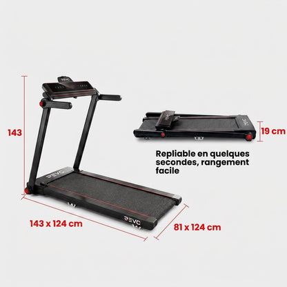 Tapis de Course Pliable REVO Tempo 16 – 1 à 16 km/h – 16 Programmes – Surface 120 × 45 cm – Pliage Ultra-Compact 19 cm