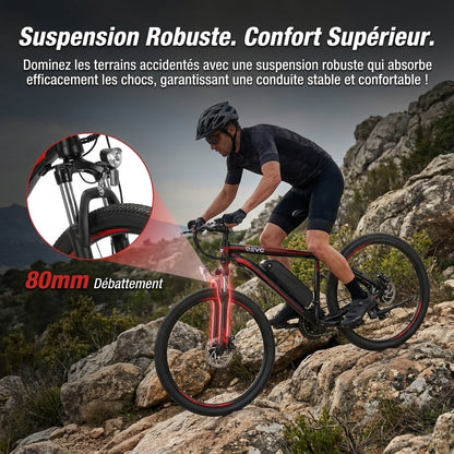 Vélo Électrique VTT REVO Ridge 65 – 250 W – Autonomie jusqu’à 65 km – Batterie Amovible 13 Ah – 21 Vitesses – Pneus 26"**