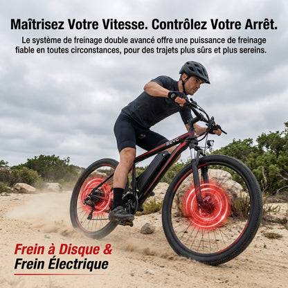 Vélo Électrique VTT REVO Ridge 65 – 250 W – Autonomie jusqu’à 65 km – Batterie Amovible 13 Ah – 21 Vitesses – Pneus 26"**
