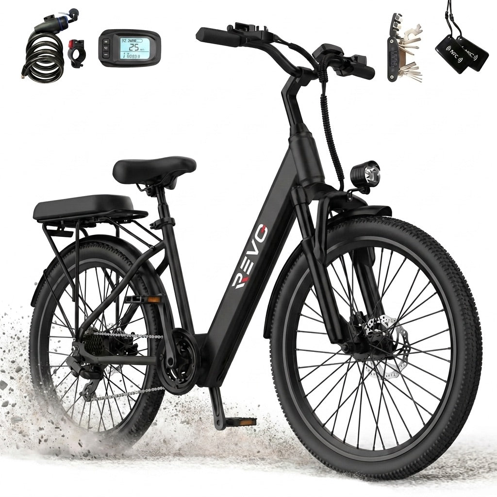 Vélo Électrique REVO Horizon 24 – 250 W – Autonomie jusqu’à 40 km – Batterie 36 V 10 Ah – 7 Vitesses