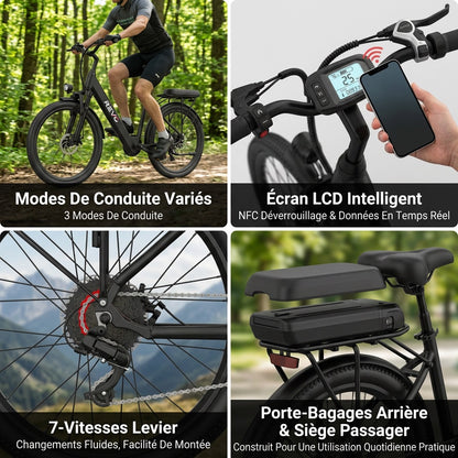Vélo Électrique REVO Horizon 24 – 250 W – Autonomie jusqu’à 40 km – Batterie 36 V 10 Ah – 7 Vitesses
