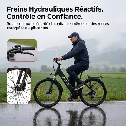 Vélo Électrique REVO Venture – 250 W – Autonomie jusqu’à 100 km – Batterie 561,6 Wh – Roues 27,5" – Freins Hydrauliques