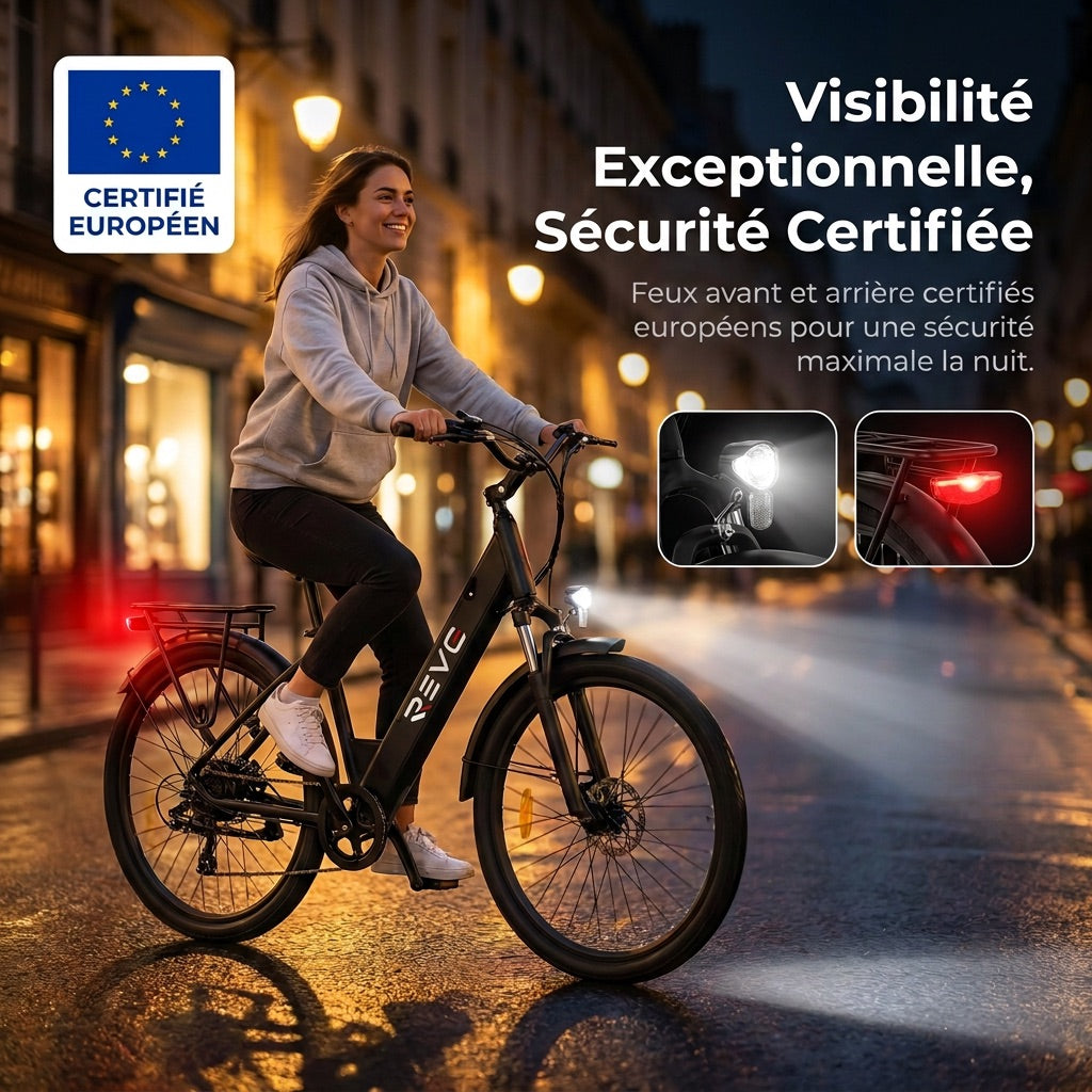 Vélo Électrique REVO Venture – 250 W – Autonomie jusqu’à 100 km – Batterie 561,6 Wh – Roues 27,5" – Freins Hydrauliques