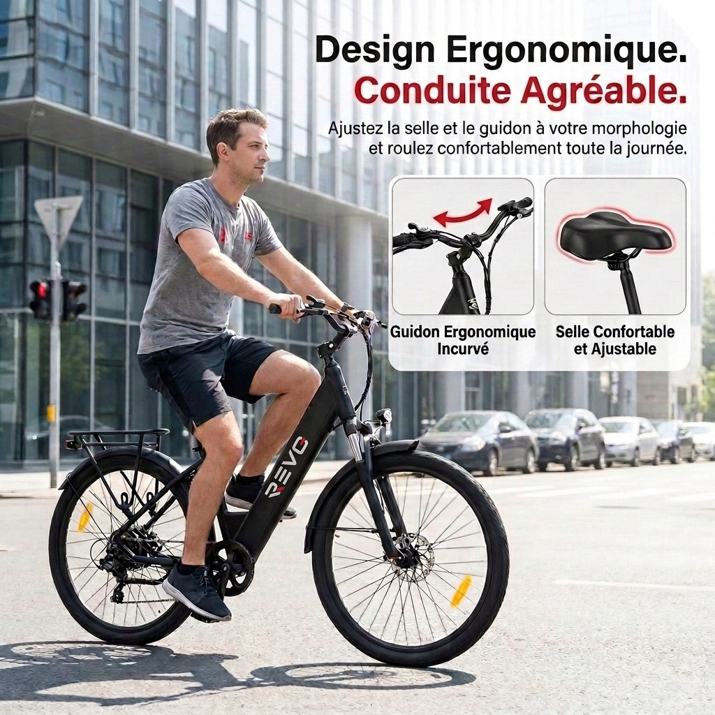 Vélo Électrique REVO Venture – 250 W – Autonomie jusqu’à 100 km – Batterie 561,6 Wh – Roues 27,5" – Freins Hydrauliques