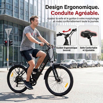 Vélo Électrique REVO Venture – 250 W – Autonomie jusqu’à 100 km – Batterie 561,6 Wh – Roues 27,5" – Freins Hydrauliques
