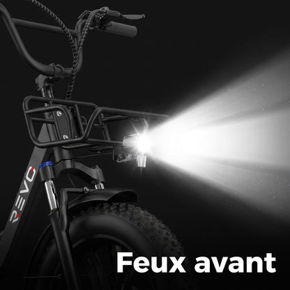 Vélo Électrique Fat Bike REVO Terra Boost – 250 W – Autonomie jusqu’à 126 km – Batterie 48 V 13 Ah – Couple 75 Nm – Pneus 20" x 4"
