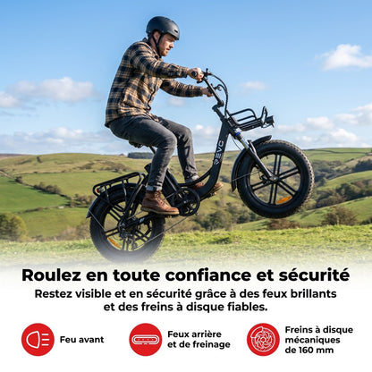 Vélo Électrique Fat Bike REVO Terra Boost – 250 W – Autonomie jusqu’à 126 km – Batterie 48 V 13 Ah – Couple 75 Nm – Pneus 20" x 4"