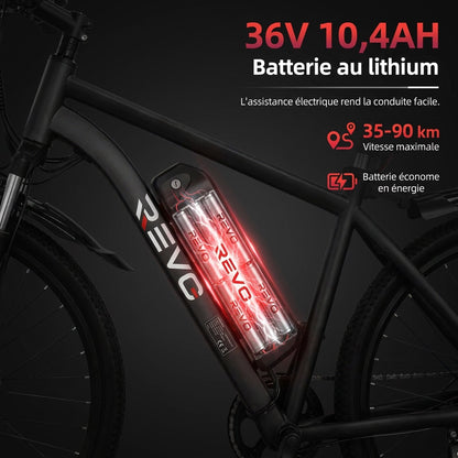 Vélo Électrique VTT REVO Trail – 250 W – Autonomie 35 à 90 km – Batterie 36 V 10,4 Ah – Pneus 26" – 7 Vitesses