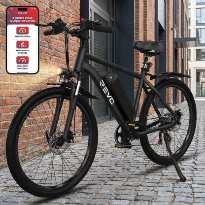 Vélo Électrique VTT REVO Trail – 250 W – Autonomie 35 à 90 km – Batterie 36 V 10,4 Ah – Pneus 26" – 7 Vitesses