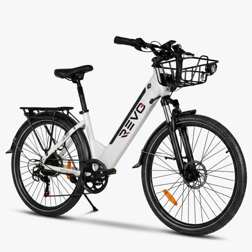 Vélo Électrique REVO Metro – 26″ – Moteur 500 W – Batterie 36 V 15 Ah – Shimano 7 Vitesses – Fourche Suspendue
