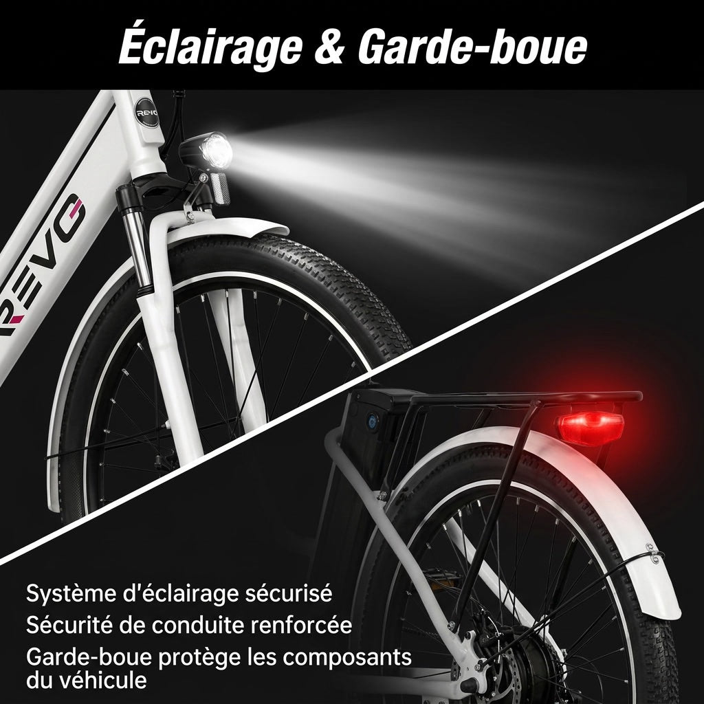 Vélo Électrique REVO Nomad 26″ – Moteur 250W – Autonomie 35–90 km – Batterie Amovible 36V 10,4Ah – 7 Vitesses – Freins à Disque