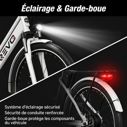 Vélo Électrique REVO Nomad 26″ – Moteur 250W – Autonomie 35–90 km – Batterie Amovible 36V 10,4Ah – 7 Vitesses – Freins à Disque