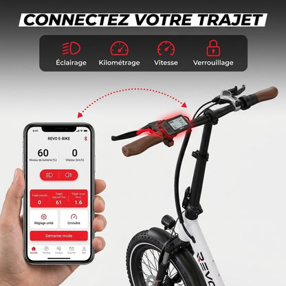 Vélo Électrique Pliable REVO Flex – 250W – Batterie 48V 17Ah – Autonomie jusqu’à 120 km – Pneus 20″ x 3.0″