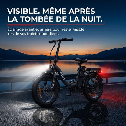Vélo Électrique Pliable REVO Cargo – 250 W – Autonomie jusqu’à 80 km – Batterie 468 Wh – Pneus Fat 20 × 3.0″