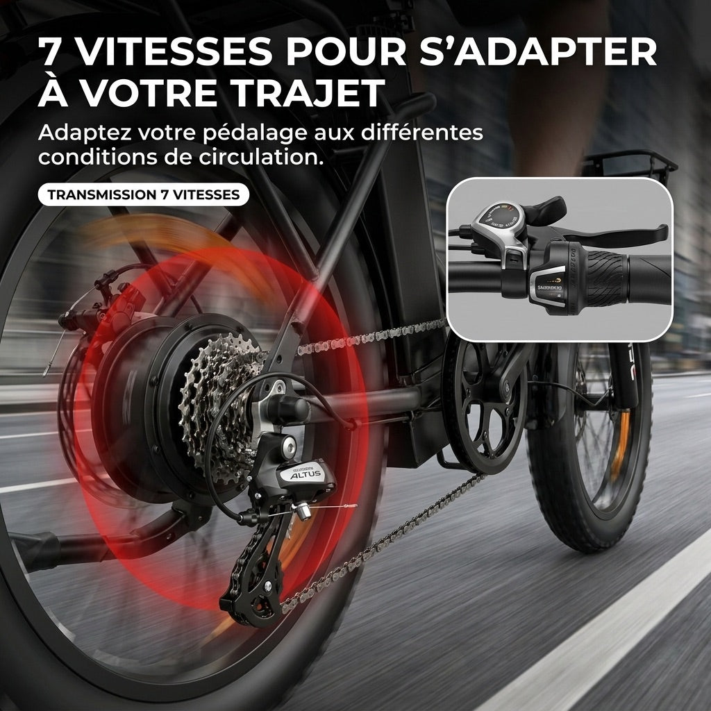 Vélo Électrique Pliable REVO Cargo – 250 W – Autonomie jusqu’à 80 km – Batterie 468 Wh – Pneus Fat 20 × 3.0″