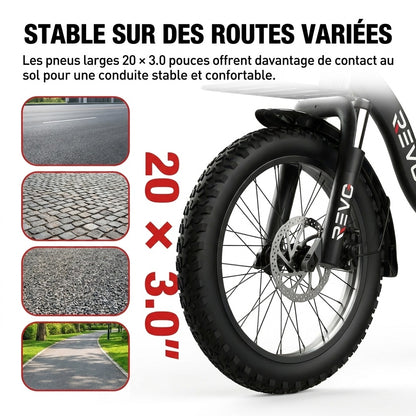 Vélo Électrique Pliable REVO Cargo – 250 W – Autonomie jusqu’à 80 km – Batterie 468 Wh – Pneus Fat 20 × 3.0″