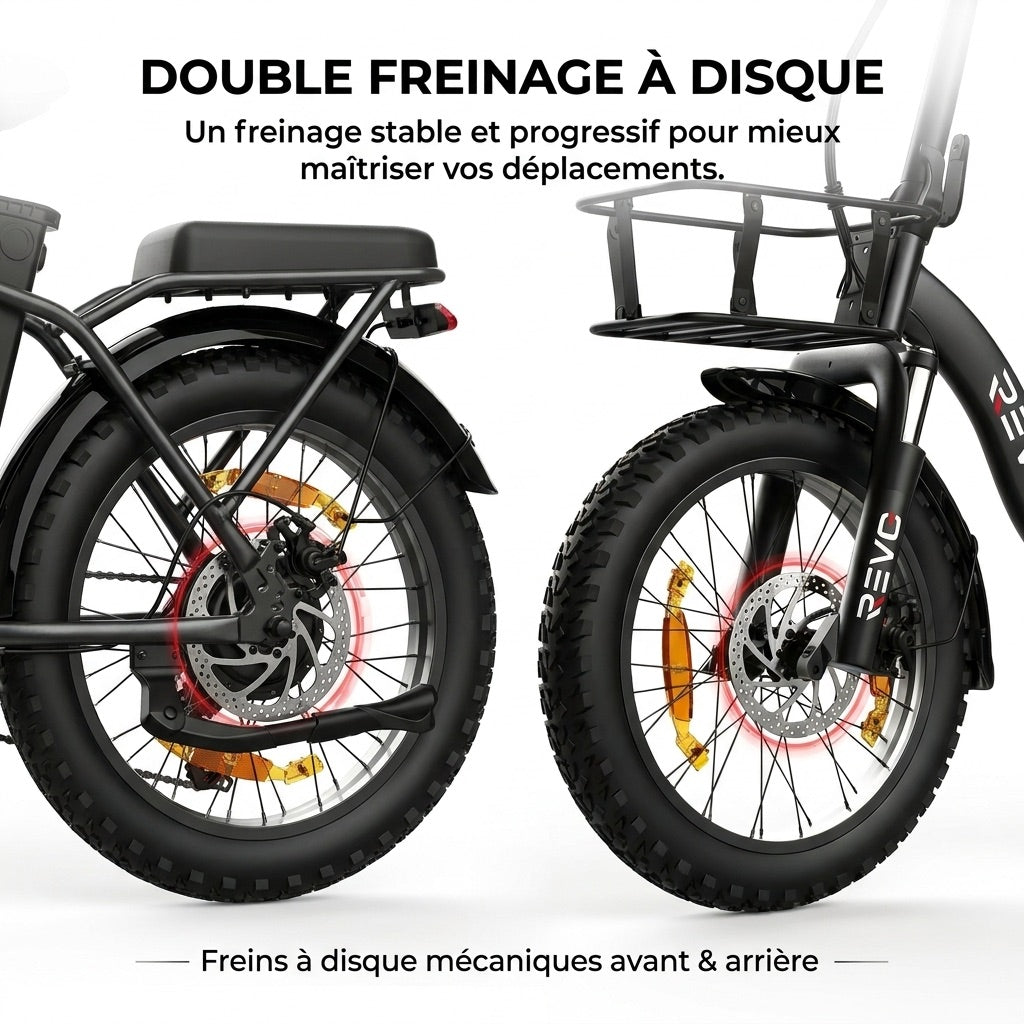 Vélo Électrique Pliable REVO Cargo – 250 W – Autonomie jusqu’à 80 km – Batterie 468 Wh – Pneus Fat 20 × 3.0″