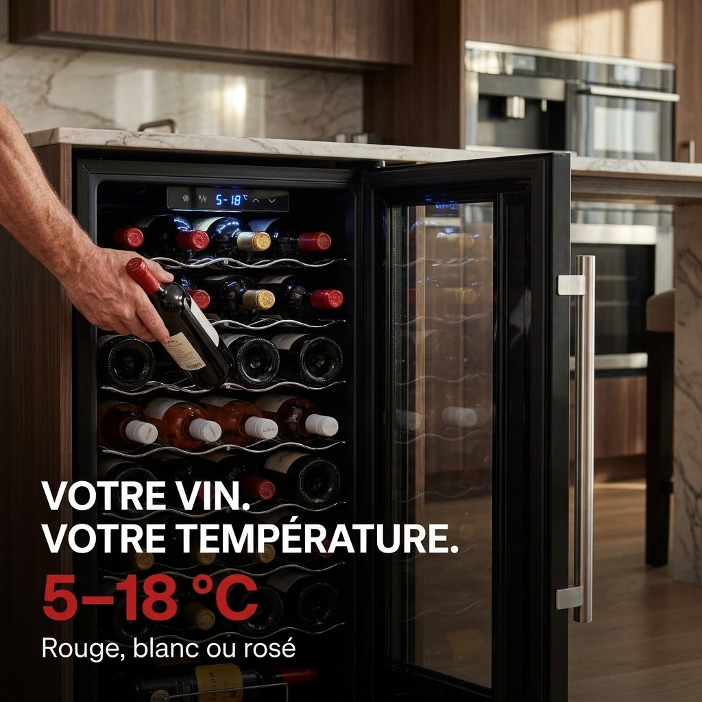 Cave à Vin REVO Vendôme – 34 Bouteilles – 80 L – Température 5 à 18 °C – Refroidissement par Compresseur