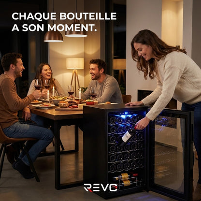 Cave à Vin REVO Vendôme – 34 Bouteilles – 80 L – Température 5 à 18 °C – Refroidissement par Compresseur
