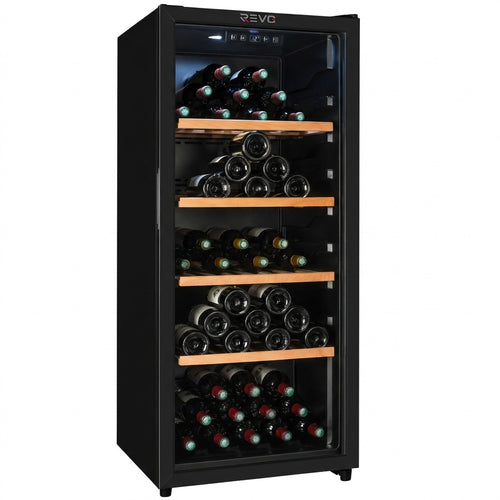 Cave à Vin de Vieillissement REVO Héritage – 116 Bouteilles – 213 L – 4 Clayettes en Bois – Température Réglable