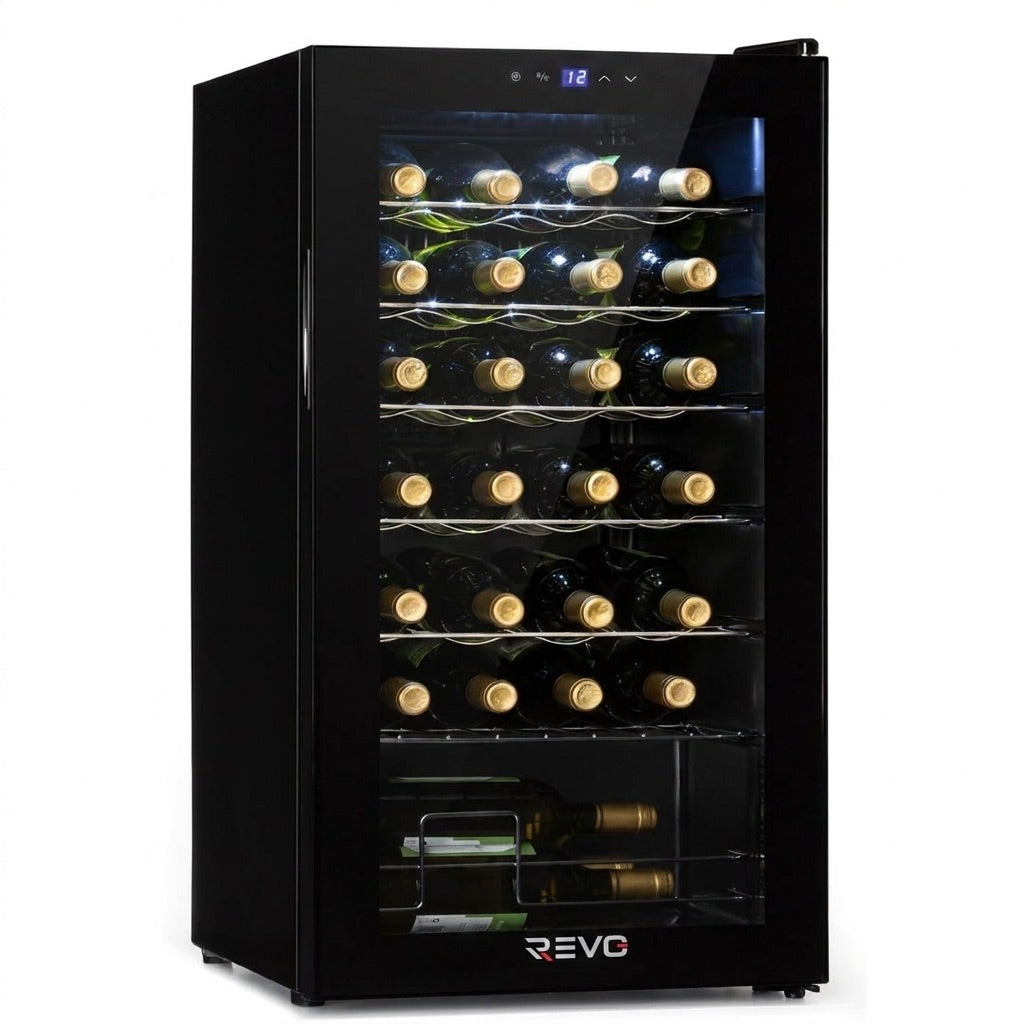 Cave à Vin REVO Écrin 28 – 28 Bouteilles – 74 L – 5 à 18 °C – 39 dB – Porte Vitrée