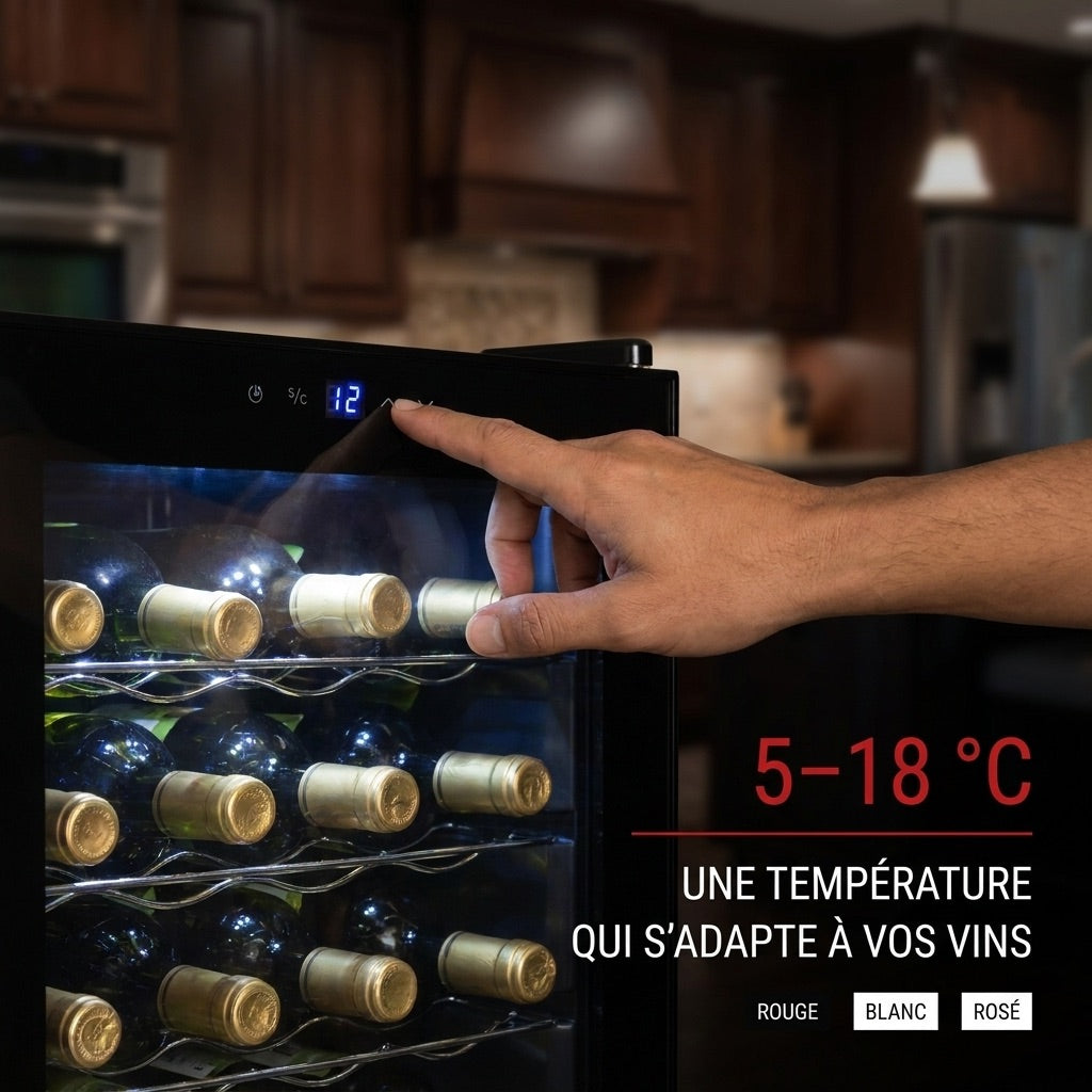 Cave à Vin REVO Écrin 28 – 28 Bouteilles – 74 L – 5 à 18 °C – 39 dB – Porte Vitrée