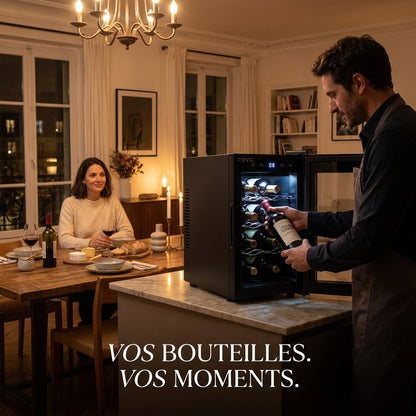Cave à Vin REVO Origine – 8 Bouteilles – 21 L – Température Réglable 8 à 18 °C – Commande Tactile – 35 dB
