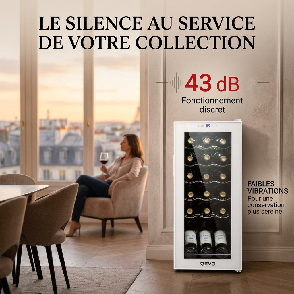 Cave à Vin REVO Réserve 18 – 18 Bouteilles – 50 L – Refroidissement par Compresseur – 43 dB – Commande Tactile