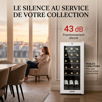Cave à Vin REVO Réserve 18 – 18 Bouteilles – 50 L – Refroidissement par Compresseur – 43 dB – Commande Tactile