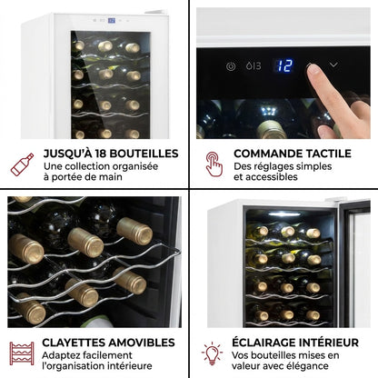 Cave à Vin REVO Réserve 18 – 18 Bouteilles – 50 L – Refroidissement par Compresseur – 43 dB – Commande Tactile