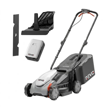 Tondeuse à Gazon sans Fil REVO Garden 300 – 20 V – 33 cm – Batterie 5,0 Ah – 5 Hauteurs de Coupe – Bac 35 L – Jusqu’à 300 m²