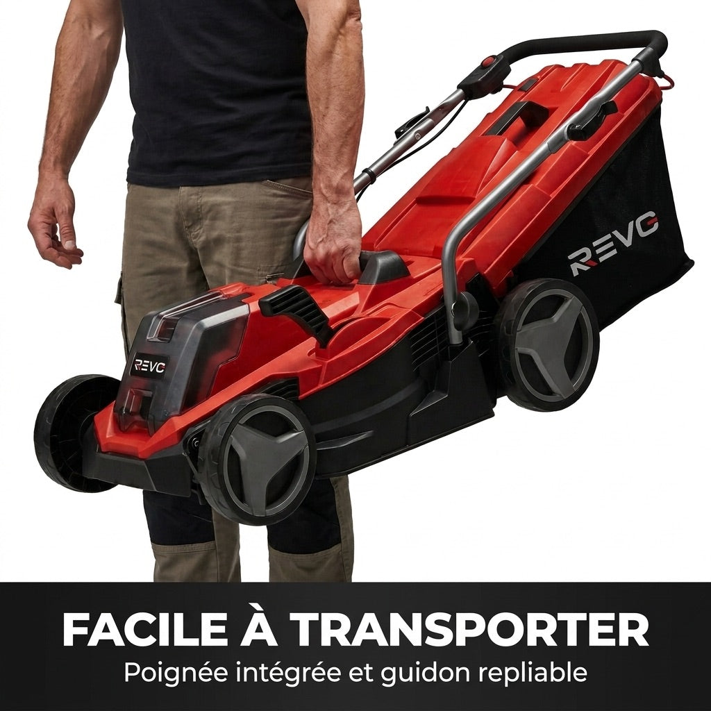 Tondeuse à Gazon sans Fil REVO Swift 200 – 18 V, 33 cm, Moteur Brushless, Batterie 4,0 Ah Incluse, Bac 30 L – Jusqu’à 200 m²