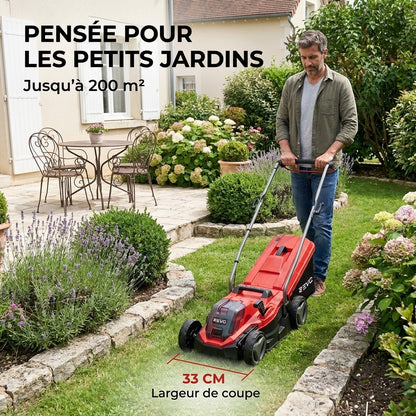Tondeuse à Gazon sans Fil REVO Swift 200 – 18 V, 33 cm, Moteur Brushless, Batterie 4,0 Ah Incluse, Bac 30 L – Jusqu’à 200 m²