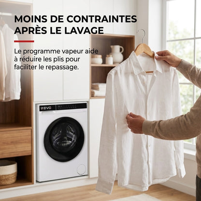 Lave-Linge REVO Pure 7 – Machine à Laver 7 kg – Classe A – 1 200 tr/min – 12 Programmes – Vapeur