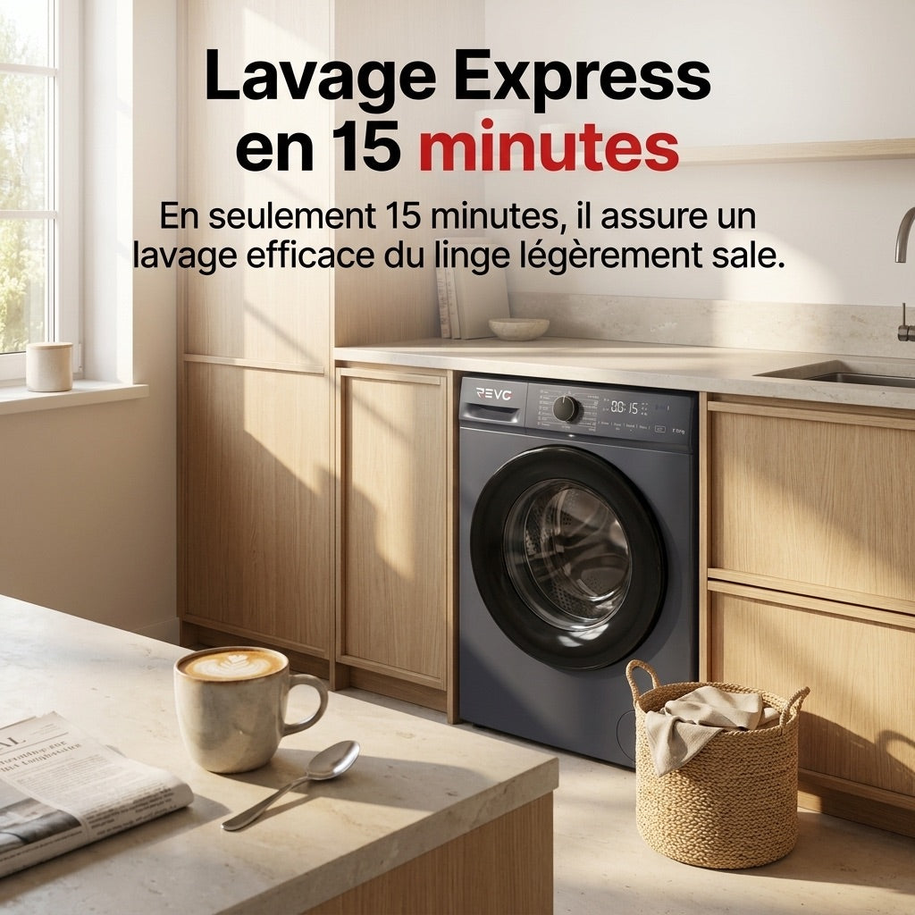 Lave-Linge Hublot REVO Nova 7 – Machine à Laver 7 kg – Classe A – 1200 tr/min – 15 Programmes & Vapeur.