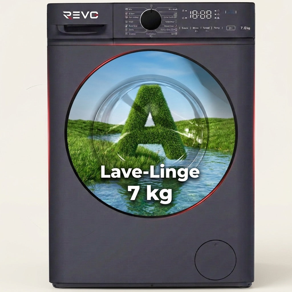 Lave-Linge Hublot REVO Nova 7 – Machine à Laver 7 kg – Classe A – 1200 tr/min – 15 Programmes & Vapeur.